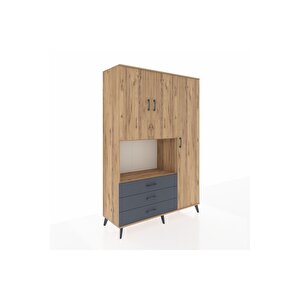 Hyperion Dolap 7 Raflı 3 Çekmeceli 3 Kapaklı 132x44x195 Çam-çam/antrasit