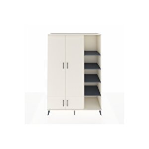 Hyperion Dolap 6 Raflı 4 Kapaklı Tek Askılı 132x44x195 Aytaşı-aytaşı/antrasit