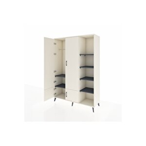 Hyperion Dolap 6 Raflı 4 Kapaklı Tek Askılı 132x44x195 Aytaşı-aytaşı/antrasit