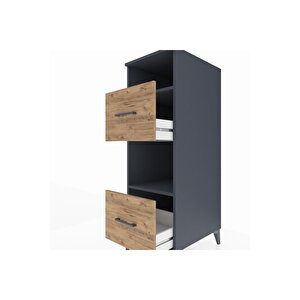 Kronos Dolap 2 Raflı 2 Çekmeceli 44x59x134 Antrasit-çam
