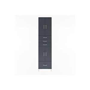 Arges Dolap 4 Raflı 4 Çekmeceli 4 Kapaklı 60x30x243 Antrasit-antrasit