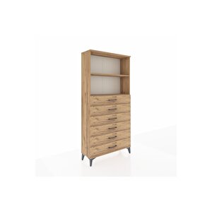 Arges Dolap 2 Raflı 6 Çekmeceli 88x30x182 Çam-çam