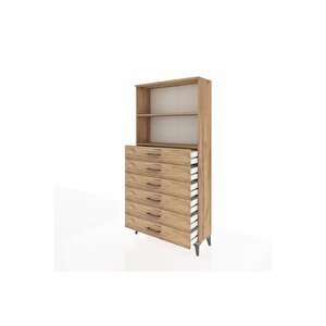 Arges Dolap 2 Raflı 6 Çekmeceli 88x30x182 Çam-çam