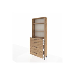 Arges Dolap 3 Raflı 4 Çekmeceli 88x30x221 Çam-çam