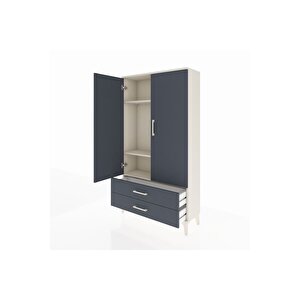 Arges Dolap 3 Raflı 2 Çekmeceli 2 Kapaklı 88x30x163 Aytaşı-antrasit