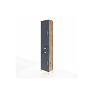 Arges Dolap 4 Raflı 2 Çekmeceli 2 Kapaklı 44x30x221 Çam-antrasit