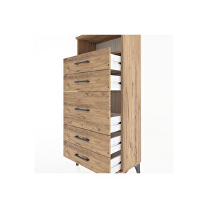 Hyperion Dolap Tek Raflı 5 Çekmeceli 60x44x134 Çam-çam