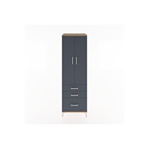 Hyperion Dolap 2 Raflı 3 Çekmeceli Tek Askılı 60x44x195 Çam-antrasit