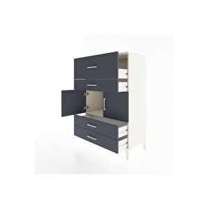 Hyperion Dolap Tek Raflı 4 Çekmeceli 2 Kapaklı 88x44x134 Aytaşı-antrasit