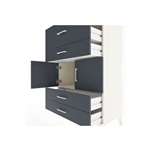 Hyperion Dolap Tek Raflı 4 Çekmeceli 2 Kapaklı 88x44x134 Aytaşı-antrasit