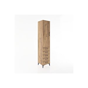 Hyperion Dolap 3 Raflı 5 Çekmeceli Tek Kapaklı 44x44x221 Çam-çam