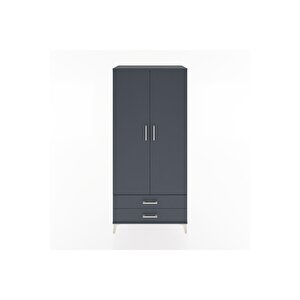 Hyperion Dolap 3 Raflı 2 Çekmeceli Tek Askılı 88x44x195 Antrasit-antrasit