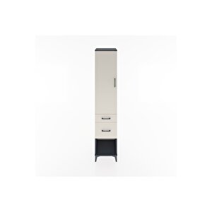 Hyperion Dolap 3 Raflı 2 Çekmeceli Tek Kapaklı 44x44x221 Antrasit-aytaşı