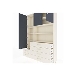 Arges Dolap 8 Raflı 6 Çekmeceli 3 Kapaklı 132x30x195 Aytaşı-antrasit/aytaşı