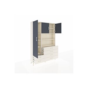 Arges Dolap 8 Raflı 6 Çekmeceli 3 Kapaklı 132x30x195 Aytaşı-antrasit/aytaşı