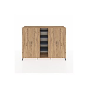 Hyperion Dolap 12 Raflı 4 Kapaklı 220x44x163 Çam-çam/antrasit