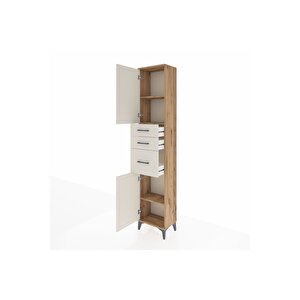 Arges Dolap 3 Raflı 3 Çekmeceli 2 Kapaklı 44x30x221 Çam-aytaşı