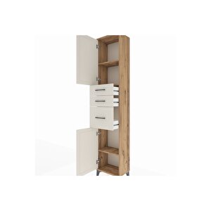 Arges Dolap 3 Raflı 3 Çekmeceli 2 Kapaklı 44x30x221 Çam-aytaşı
