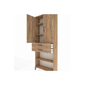 Arges Dolap 4 Raflı 2 Çekmeceli 2 Kapaklı 88x30x221 Çam-çam