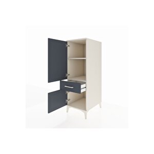 Kronos Dolap 2 Raflı Tek Çekmeceli 2 Kapaklı 44x59x134 Aytaşı-antrasit