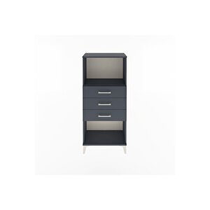 Arges Dolap Tek Raflı 3 Çekmeceli 60x30x134 Antrasit-antrasit