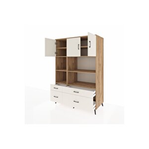 Kronos Dolap 8 Raflı 4 Çekmeceli 3 Kapaklı 132x59x195 Çam-aytaşı/aytaşı