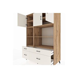 Kronos Dolap 8 Raflı 4 Çekmeceli 3 Kapaklı 132x59x195 Çam-aytaşı/aytaşı