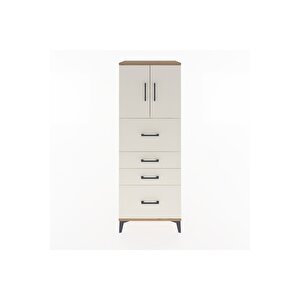 Hyperion Dolap 2 Raflı 4 Çekmeceli 2 Kapaklı 60x44x163 Çam-aytaşı