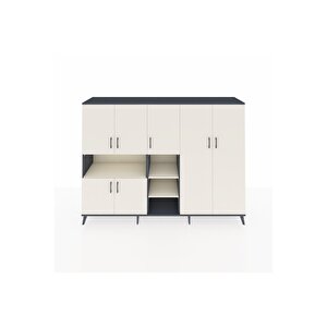 Hyperion Dolap 13 Raflı 7 Kapaklı 220x44x163 Antrasit-aytaşı