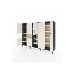 Hyperion Dolap 13 Raflı 7 Kapaklı 220x44x163 Antrasit-aytaşı