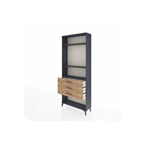 Arges Dolap 3 Raflı 3 Çekmeceli 88x30x221 Antrasit-çam