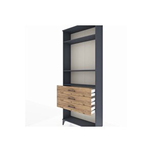Arges Dolap 3 Raflı 3 Çekmeceli 88x30x221 Antrasit-çam