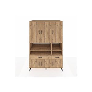 Kronos Dolap 8 Raflı 2 Çekmeceli 6 Kapaklı 132x59x195 Çam-çam/çam