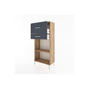 Hyperion Dolap Tek Raflı 2 Çekmeceli 60x44x134 Çam-antrasit