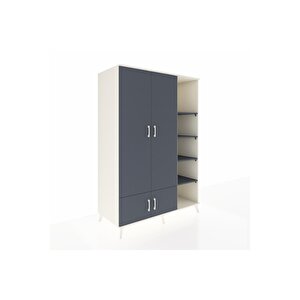 Kronos Dolap 6 Raflı 4 Kapaklı Tek Askılı 132x59x195 Aytaşı-antrasit/antrasit