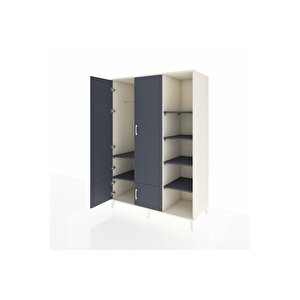 Kronos Dolap 6 Raflı 4 Kapaklı Tek Askılı 132x59x195 Aytaşı-antrasit/antrasit