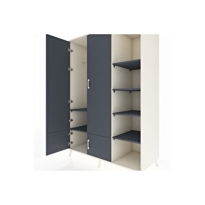 Kronos Dolap 6 Raflı 4 Kapaklı Tek Askılı 132x59x195 Aytaşı-antrasit/antrasit