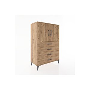 Hyperion Dolap 2 Raflı 4 Çekmeceli 2 Kapaklı 88x44x134 Çam-çam