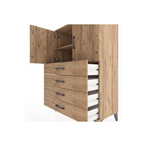 Hyperion Dolap 2 Raflı 4 Çekmeceli 2 Kapaklı 88x44x134 Çam-çam