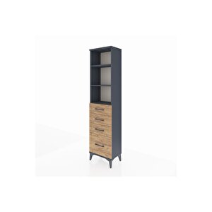 Arges Dolap 3 Raflı 4 Çekmeceli 44x30x182 Antrasit-çam