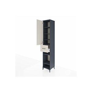 Hyperion Dolap 6 Raflı Tek Çekmeceli Tek Kapaklı 44x44x243 Antrasit-aytaşı