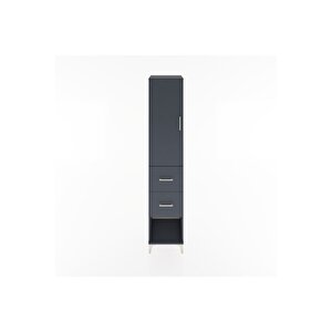 Hyperion Dolap 2 Raflı 2 Çekmeceli Tek Askılı 44x44x221 Antrasit-antrasit