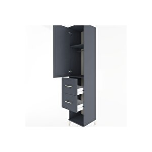 Hyperion Dolap 2 Raflı 2 Çekmeceli Tek Askılı 44x44x221 Antrasit-antrasit