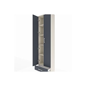 Arges Dolap 5 Raflı Tek Çekmeceli 2 Kapaklı 60x30x221 Aytaşı-antrasit