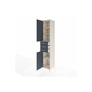 Hyperion Dolap 4 Raflı 3 Çekmeceli 2 Kapaklı 44x44x243 Aytaşı-antrasit