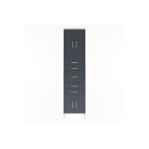 Arges Dolap 2 Raflı 5 Çekmeceli 4 Kapaklı 60x30x243 Aytaşı-antrasit