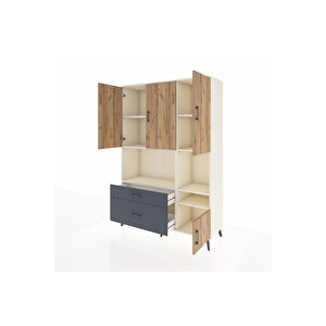 Hyperion Dolap 7 Raflı 2 Çekmeceli 4 Kapaklı 132x44x195 Aytaşı-çam/antrasit