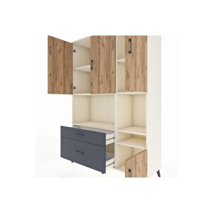 Hyperion Dolap 7 Raflı 2 Çekmeceli 4 Kapaklı 132x44x195 Aytaşı-çam/antrasit