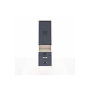 Arges Dolap 4 Raflı 3 Çekmeceli 2 Kapaklı 60x30x221 Aytaşı-antrasit