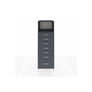 Kronos Dolap Tek Raflı 7 Çekmeceli 60x59x182 Antrasit-antrasit